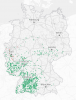 Verteilung von Straßennamen mit Brühl (grün) und Bröhl (rot), "Wie oft gibt es Ihre Straße?" | © Zeit online